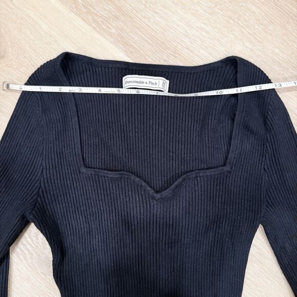 Abercrombie Fitch Sweetheart Square Neck Knit Bodysuit M Balletcore Goth Grunge - Picture 9 of 12